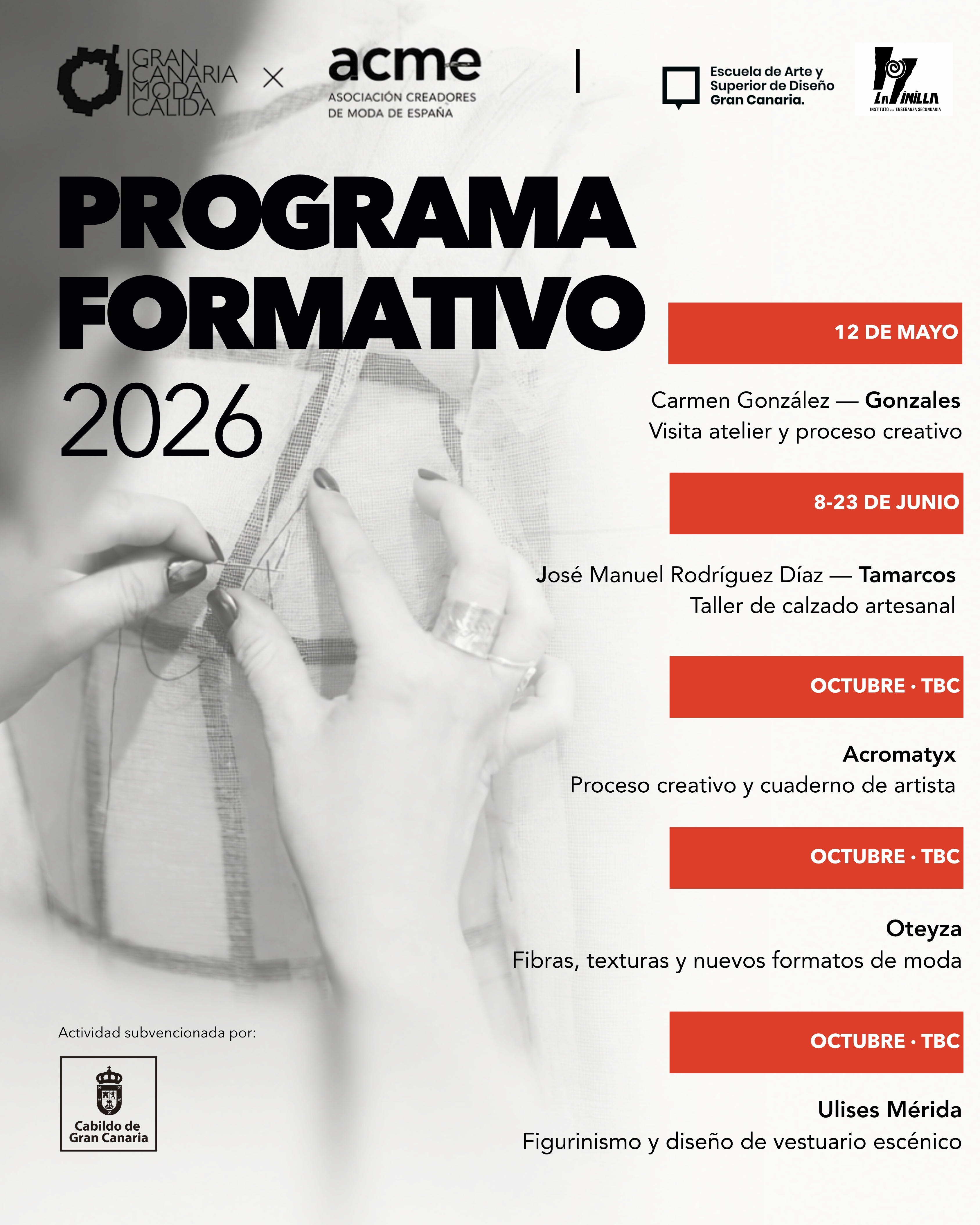 Gran Canaria Moda Cálida y ACME arrancan su programa formativo 2026 para acercar el oficio de la moda a las aulas